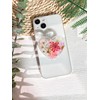 Pressed Pink Flowers Phone Grip Holder,Handmade Expandible Collapsible Transparent Cell