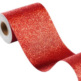 FunStick Borde de Papel Tapiz con Purpurina Rojo Rubí Autoadhesivo Bordes de Pared Rojos Brillantes Despegar y Pegar Papel de Contacto con Purpurina Roja Papel Tapiz de Tela Decorativo Removible para