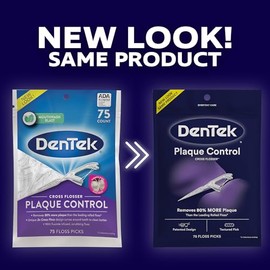 DenTek Cross Flosser - Púas de hilo dental para control de placa, hilo dental en forma de X, 75 unidades