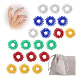 Finger Massage Ring, with Storage Bag, Acupressure Ring, Super Decompression, Finger Massage or Toe Massage Adults, for Children, High Working Pressure (5 Colours) (20 Pieces)