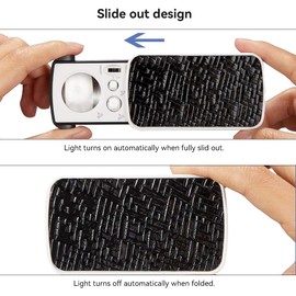 KBIBCK Juwelier Lupe, 30X 60X 90X Vergrößerung Metall Faltlupe, Juwelierlupe mit LED UV Licht, Linse 22 x 12mm Glas, für Schmuck Diamant Edelstein Münze