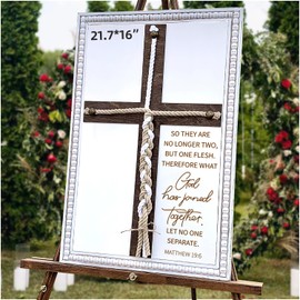 LakWilows Matthew 19:6 Cord of Three Strands Wedding Unity Signs - Handfasting Cord, 22 X 16 Unity White Cross Braid for Wedding Ceremony Ideas, Religious Christian Wedding Gift for Couple