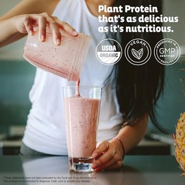 KOS Vegan Protein Powder, Strawberry and Cream Organic Pea Protein Blend, Plant Based Superfood with 12 Vitamins and Minerals, Made Without Dairy - Me