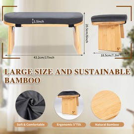 Meditation Bench with Cushion Foldable Ergonomic Bamboo Kneeling Stool Seiza Bench Wooden Meditation Stool Chair Zen Lotus Yoga Stool Floor Sitting Prayer Bench Removable Pillow-Purple