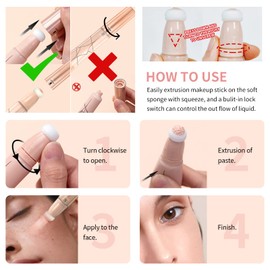 Prreal Liquid Foundation, Concealer Full Coverage Foundation Waterproof, Long-lasting Matte Liquid Foundation, Under Eye Concealer with Sponge Applicator Beauty Makeup Wand for Foundation Makeup (#04)