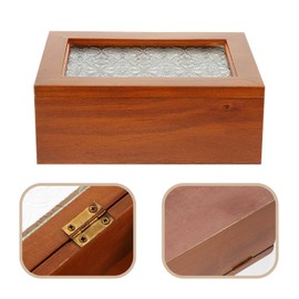 LIFKOME Small Wooden Box, Jewelry Storage Case with Clear Lid Vintage Trinket Keepsake Organzier for Necklace Earring Bracelet Key Watch