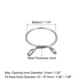 uxcell Fuel Line Hose Clips, 20pcs 29mm ID Fit 30.5-31mm OD Hose 304 Stainless Steel Water Pipe Air Tubing Spring Hose Clamps for Motorcycle Scooter