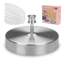 Burger Press with 100 Wax Papers Non-Stick Stainless Steel Smash Burger Press Adjustable Smash Burger Meat Press Hamburger Press for BBQ Patty Smasher Meat Press (Stainless Steel Short Handle)