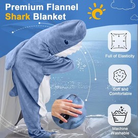 Original Cuddle Sharkie: Super Soft Shark Blanket Hoodie Onesie for Adults & Kids | Cozy Wearable Blanket Loungewear Pajamas Comfort Homewear Slip Nightwear Oversized Womenswear - Size: L