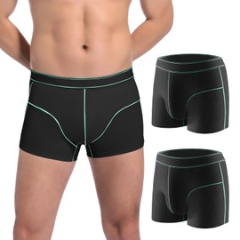 Carer Incontinence Underwear for Men Washable Mens Cotton Incontinence Boxer Briefs with Front 100ml Absorbent Bladder Leak Proof Underwear 2pk-S Black