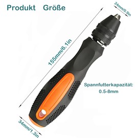 KEWAYO Pin Vise Mini Hand Drill 0.5-8mm Precision Tool with Keyless Chuck for Epoxy Resin, Model Making, DIY Woodworking and Jewellery Making