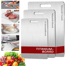 Titanium Cutting Board Set of 3, Double Sided Pure Titanium Cutting Boards for Kitchen, Sided Food Grade Non Stick Chopping Cutting Boards for Cutting Meats Fruits Vegetables (S+M+L)