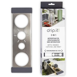 Sanni Shoo Drip.it 3 in 1 Multifunctional stainless steel space-saving, over-the-sink drip rack Sodastream Bottle Holder for Crystal, Emil, etc. bottles: Drip rack drainer Tidy
