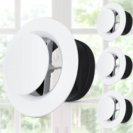 Baquler 4 Pcs 6 Inch Vent Covers, Soffit Vent ABS Adjustable, Soffit Vents 6 Inch Round Ceiling Air Diffuser for Living Room Closet Bathroom Indoor Ventilation Use, White