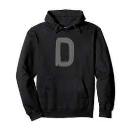 Creative Bold Dark Grey Letter D - Alphabet - Marker Design Pullover Hoodie