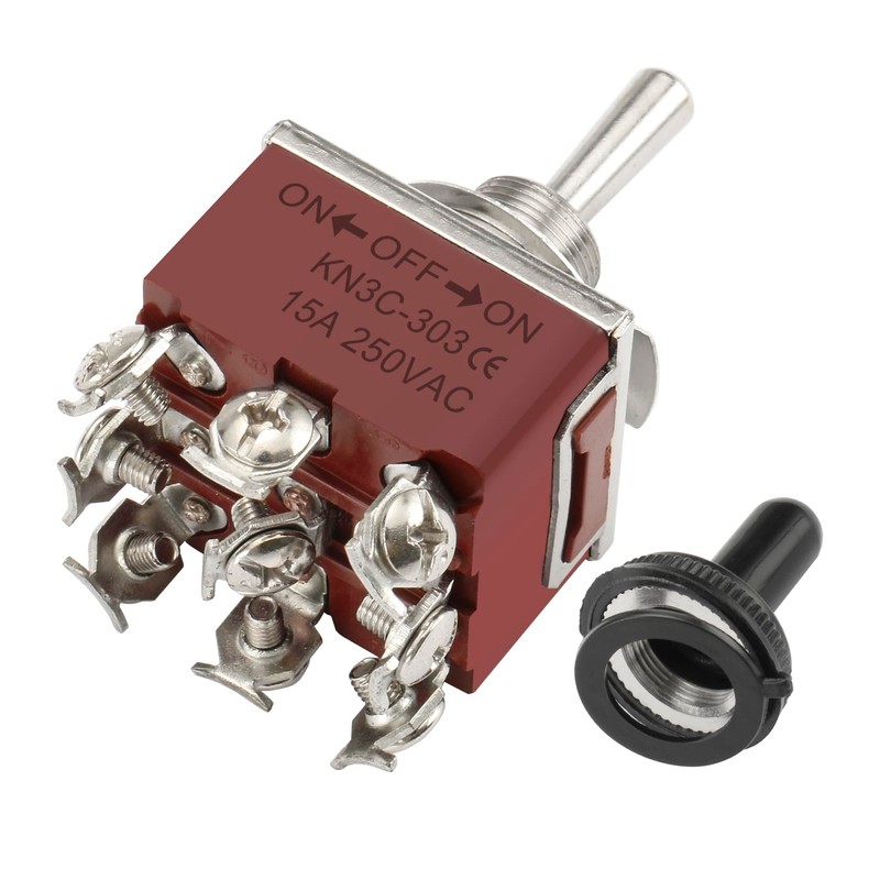 Heschen Metal Toggle Switch, KN3C-303, 3PDT, maintained, ON/OFF/ON 3 position,