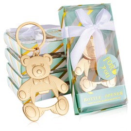 Uezea package of 24 Bear shower bottle openers, Baby shower bottle openers, baby shower gifts, gifts for guests（green）