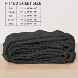 HBHLFZ Queen Fitted Sheet Only, Soft Breathable Bottom Sheet - 60"x80" Deep Pockets Queen Size Fitted Sheet - All Around Stretch Fit, Wrinkle Resistant, Colorfast - Easy Care, Black