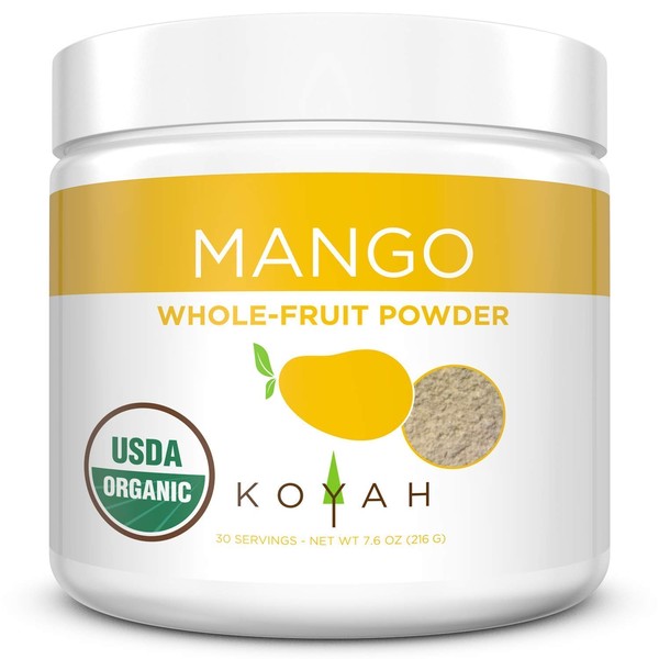 KOYAH - Organic Freeze-dried Mango Powder (1 Scoop = 1/4 Cup Fresh): 30 Servings, 216 g (7.6 oz)