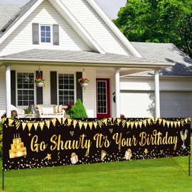 Black Gold Go Shawty - Banner de cumpleaños para patio