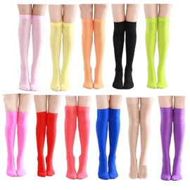 ZGKULAEAOW 18 Colors to Choose from, Thin, Color High Socks, Kids, Knee High, Children, Sports Events, Approx. 80 Denier, Fluorescent Color, Dance, Plain, Flashy, Socks, Stage Costume, Hip Hop