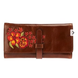 Patricia Nash Marly Floral Embroidered Cognac Wallet