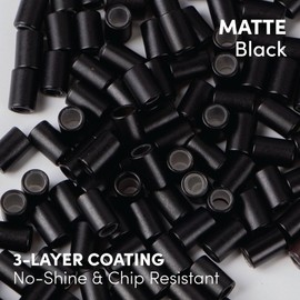 Matte Protubes by The Hair Shop, For I-Tip Hair Extension Silicone-Lined Micro Beads, Microlink, Rings, & Hand-tied Weft Methods, 3.4mm x 5.0mm (Matte Black)