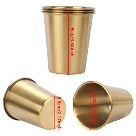 TOSAMZOO 3 Pack 10.5 Ounce 300ml Stainless Steel Cups Beer Cups Shatterproof Pint Drinking Cups Metal Drinking Glasses for Kids and Adults (Gold)