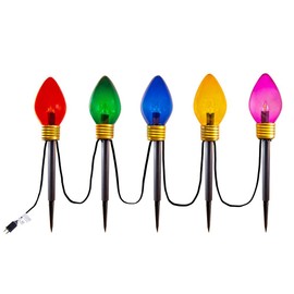 Novelty Lights 5 Light Jumbo LED C7 Multi Color Pathway Light Set, 6 Feet