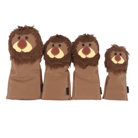 Golf Club Head Covers Driver Fairway Wood Hybrid Covers Lovely Golf Lion Cartoon Animal