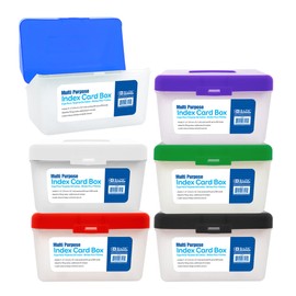 BAZIC Index Card Box 3"x5", Flip Top Utility Plastic Storage Case 250 Cards Capacity, Flash Card Holder Organizer, for Office, 1 Unit, Random Color
