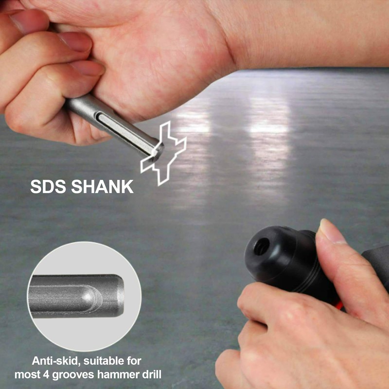 5PCS SDS-Plus Rotary Hammer Drill Bits Set,Carbide Tipped for Brick,Stone,Masonry