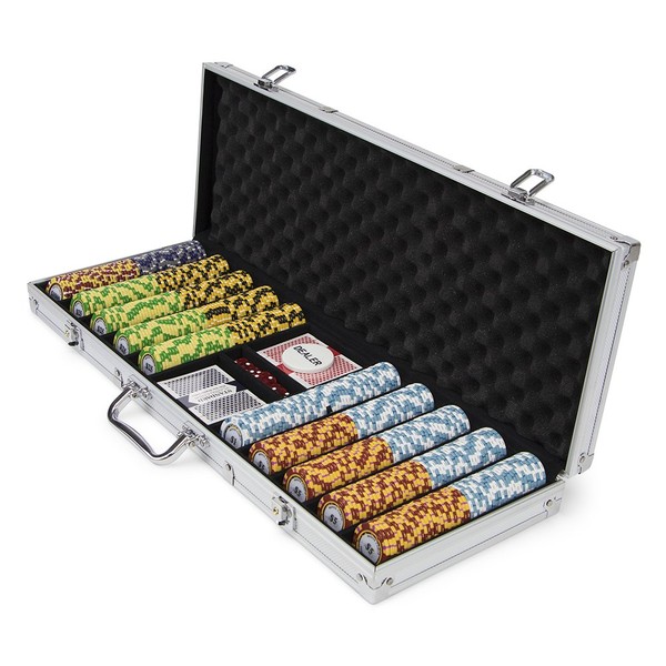 500-count Monte Carlo Poker Chips with Aluminum Case, 14 Gram, 3-Tone Chips | Includes 2 Decks of Cards & Dealer Button | Poker Sets with Case for Poker, Texas Hold 'em, Gambling & Casino Games