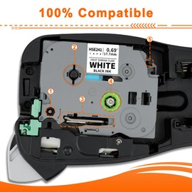 Welabel 3X Compatible HSe-241 HSe241 for Brother Tze 17.7mm Heat Shrink Tube Label Tape Black on White for P-Touch PT-D600 PT-D450 PT-P750W PT-E550WVP PT-D610BT PT-E300VP PT-E560BTVP PT-E500