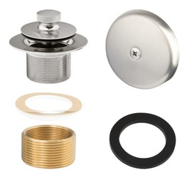 Artiwell Push & Lock Tub Trim Set with Single-Hole Overflow Faceplate, Bathtub Conversion Kit Assembly with Conversion Bar, Universal Fine/Coarse Thread, No Putty Installation (BRUSHED NICKEL)