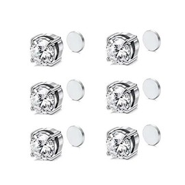 Stainless Steel Magnetic Stud Earrings for Men Women 1 Pair / 2 Pair Non Piercing Painless Bright Luster on Earrings 8MM/6MM - Size: 3 pairs （6mm）