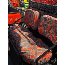 Durafit Seat Covers, for 2015 and Newer Kubota RTV X1140 ***Seat Covers for Rear Seats*** Made in Orange Camo Waterproof Endura Split Solid Bottom Bench Seat