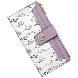 Bakurok Womens Wallet RFID Blocking Vegan Leather Slim Thin Bifold Ladies Card Holder with Zipper Pocket & ID Window Floral