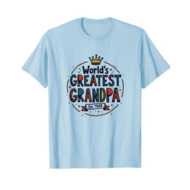 World's Greatest Grandpa for Men Gift Crown Typography T-Shirt, Men, Baby Blue