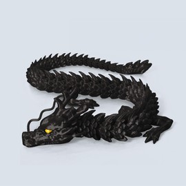 3D Printed Dragon Flexible Articulated Dragon Ornament Fidget Toy Aquarium Decoration Car Interior Decoration Creative Gift (Black)