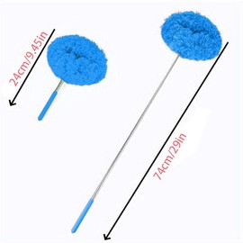 Ceiling Fan & Household Dust Buster: Washable Microfiber Duster, Ideal for Summer and Fall Cleaning – Decoration-worthy Housekeeping Essential with Extension Pole:_Blue_2-Pack