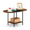 Small Round Coffee Table, 2-Tier Oval Center Table with Storage