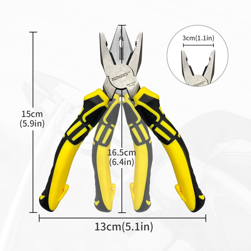 BOOSDEN Linesman Pliers, 6 Inch, High Leverage Lineman's Pliers, Combination