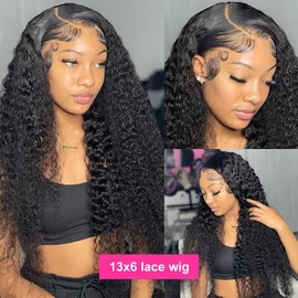 28 Inch 13x6 Lace Front Wigs 180% Density Deep Wave HD Lace Front Wigs Deep Curly Lace Frontal Wigs Pre Plucked Pre Cut with Baby Hair