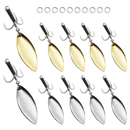 Wild Scene Lure Triple Hook with Blade, No. 4, Gold & Silver, Set of 10, Includes Replacement Split Ring [Metal Jig/Blade Hook] (No. 4)
