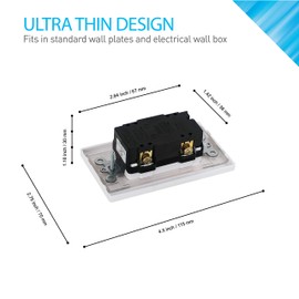 Coby 20 Amp GFCI Outlet, 5-15R Narrow Design GFI Dual Receptacle, TR Tamper Resistant with LED Indicator, with Wall Plate, UL Listed (Pack of 2)