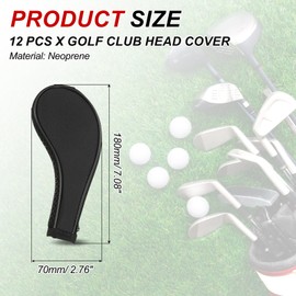 PATIKIL Golf Club Head Cover, 12 Pcs Number Golf Club Irons Covers Neoprene Driver Headcover Golf Lovers Gifts for Men Women, Black