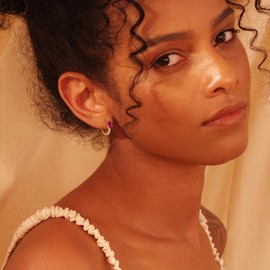 Fettero Women's Pierced Earrings, Hoop Earrings, Allergy-Free, Metal Allergy-Free, Made of Surgical Stainless Steel and 14K Gold, Popular Choice, for Both Ears, Metal