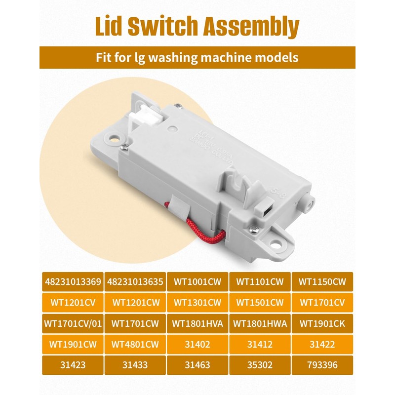 EBF61215202 Washer Lid Switch Assembly Fit for LG/Kenmore Washing Machine,