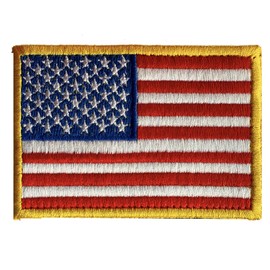 US American Flag Patch - Military Funny Meme Morale Premium Embroidered Badges Hook and Loop Fastener Gold Border for Military Uniform Backpack Bag Vest Clothes Jeans Hats Jersey